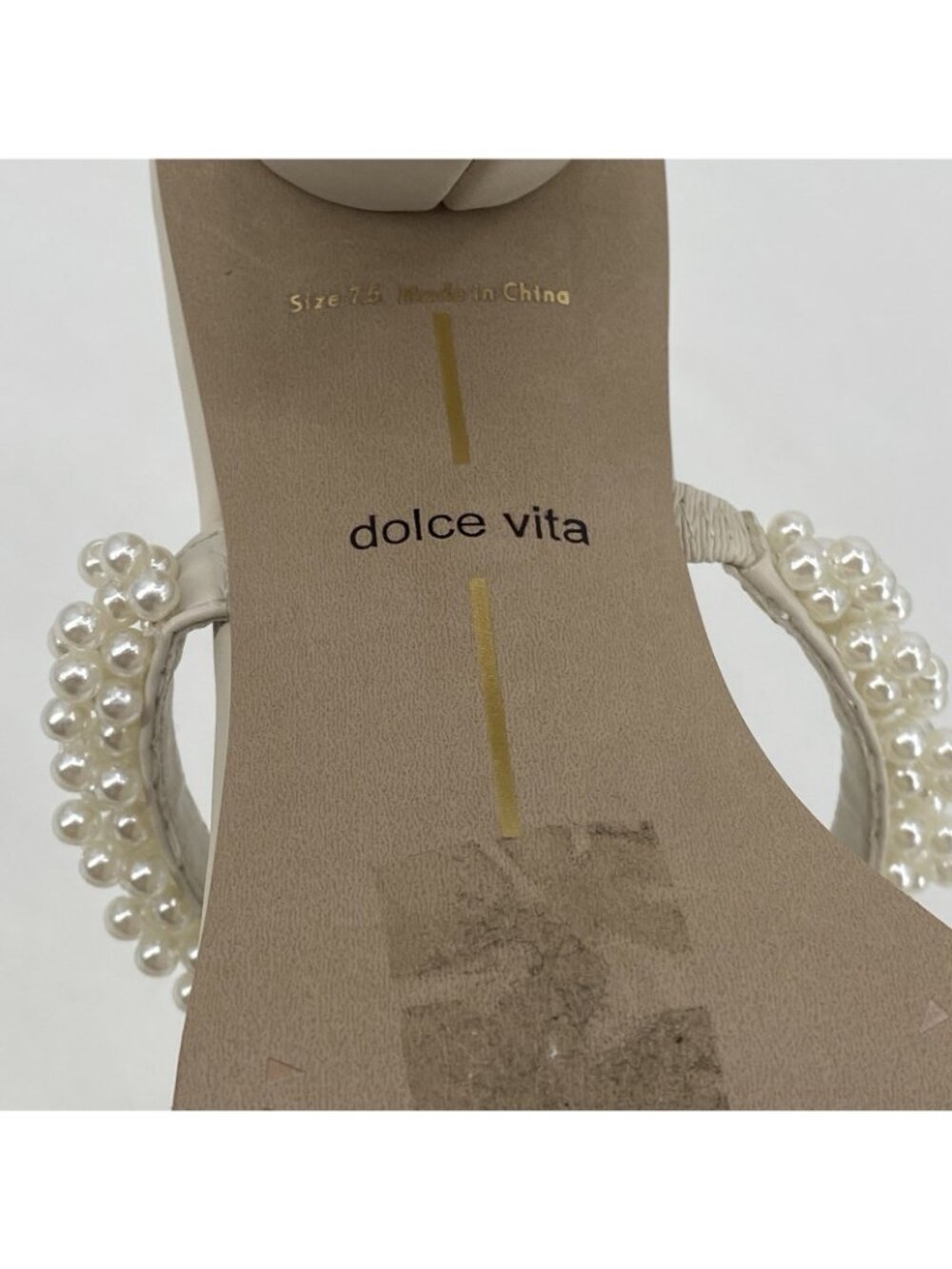 Dolce Vita Women's Size 7.5 Strappy Pearl Block Heel Sandals Ivory - Picture 12 of 16